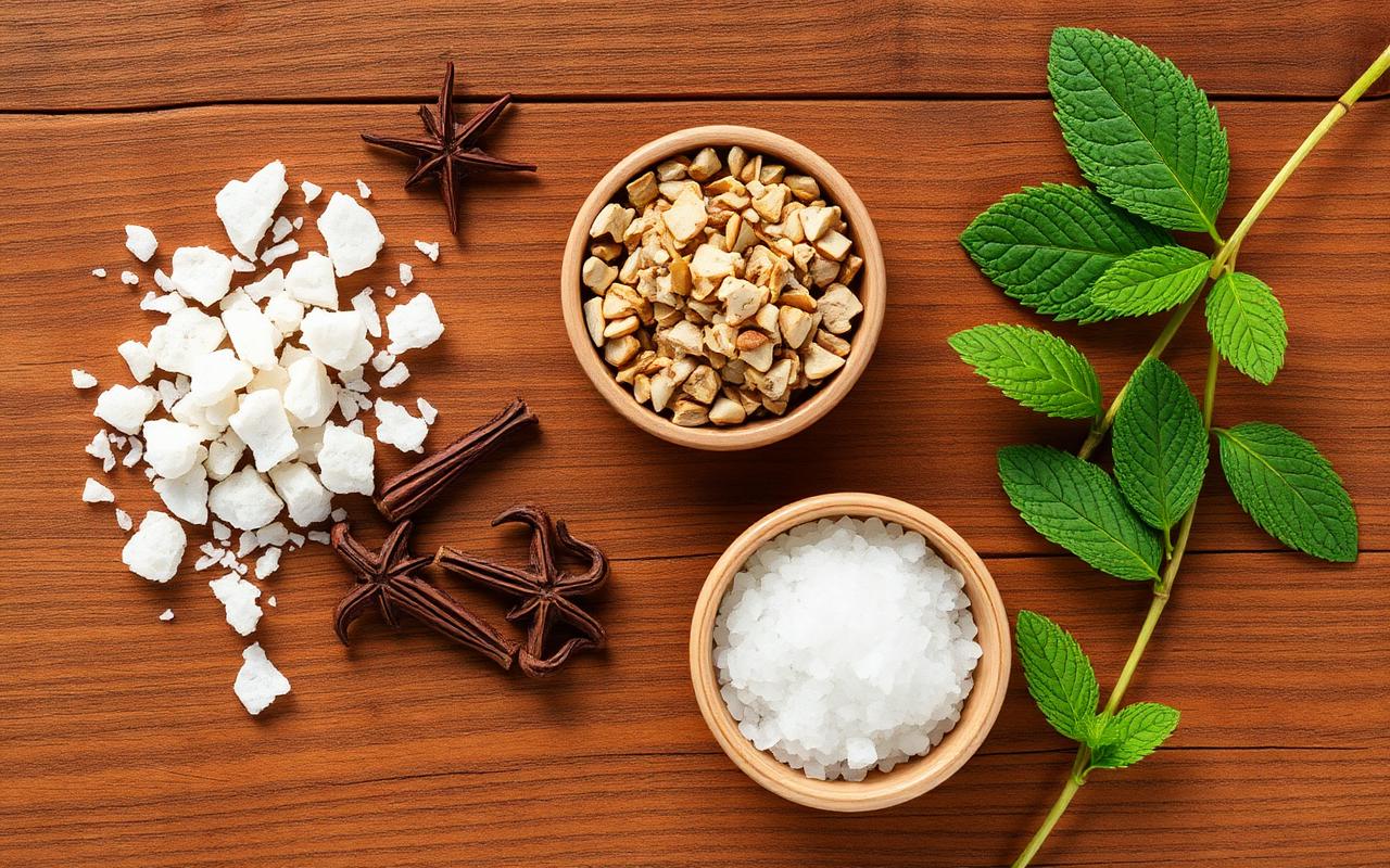 PowerBite natural ingredients including clove, sea salt, mint and minerals